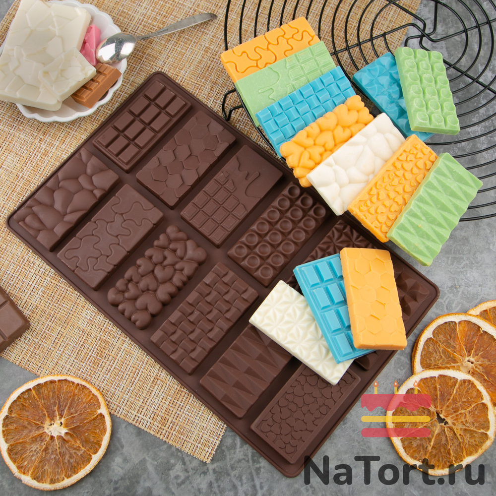 Форма силиконовая для шоколада «Плитки микс» 12 в 1