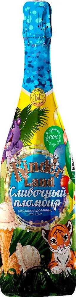 Детское безалкогольное шампанское Киндер Лэнд Сливочный Пломбир / Kinder Land Creamy Ice Cream No Alcohol 0.75 - стекло