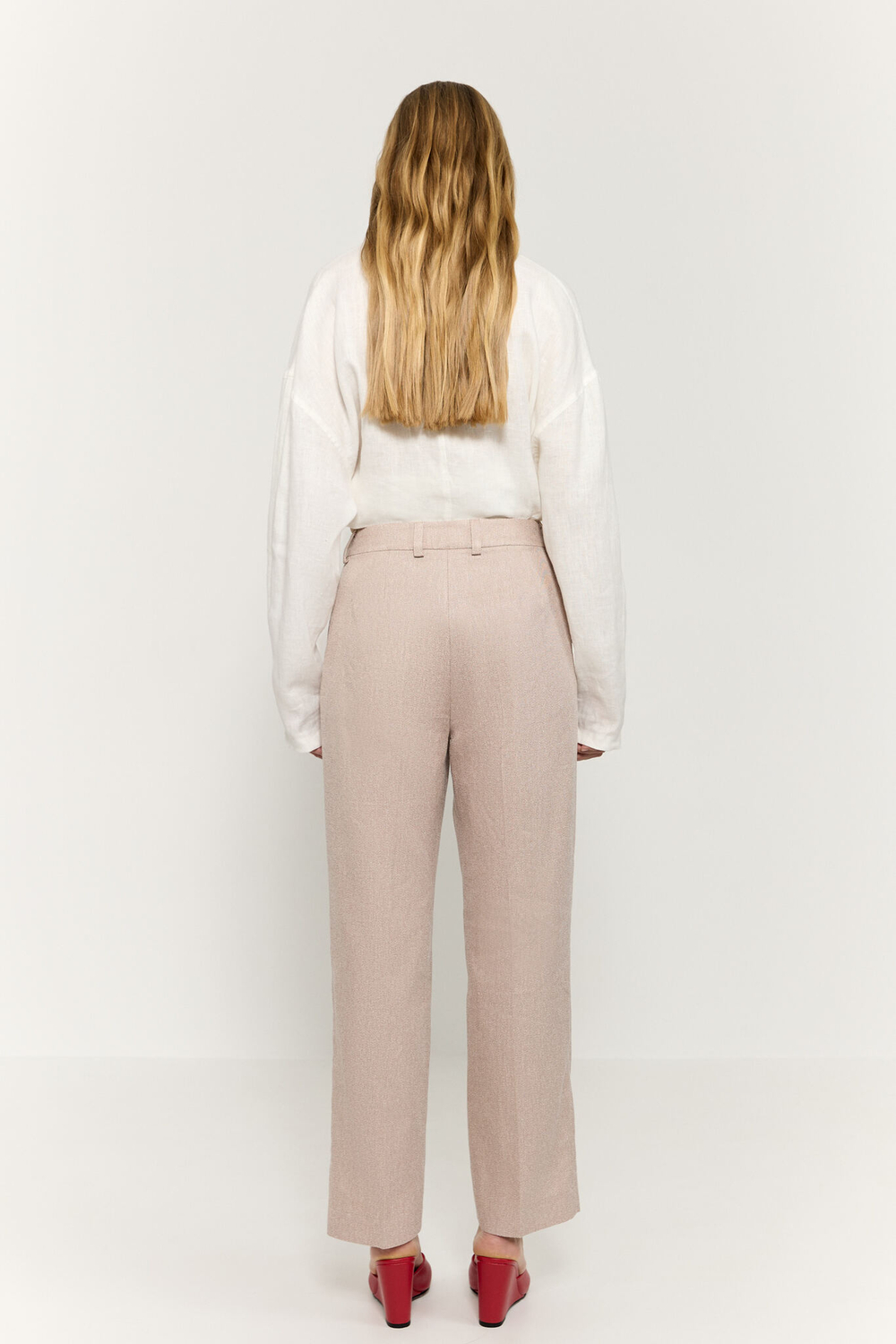 Брюки прямые укороченные изо льна