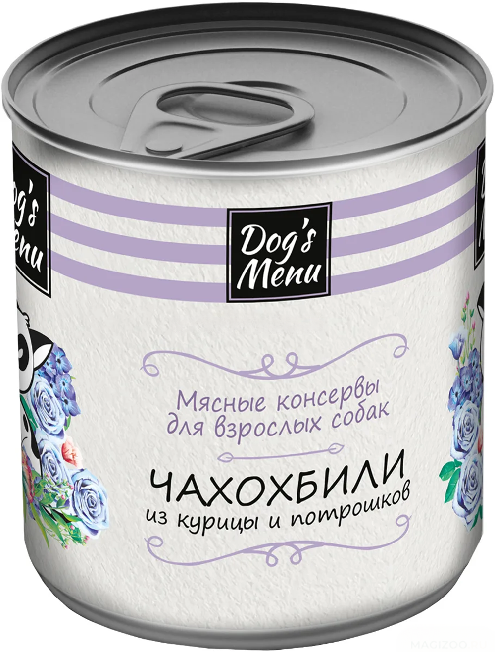 DOG'S MENU Мясные консервы для взрослых собак Чахобили из курицы и потрошков, 340 г