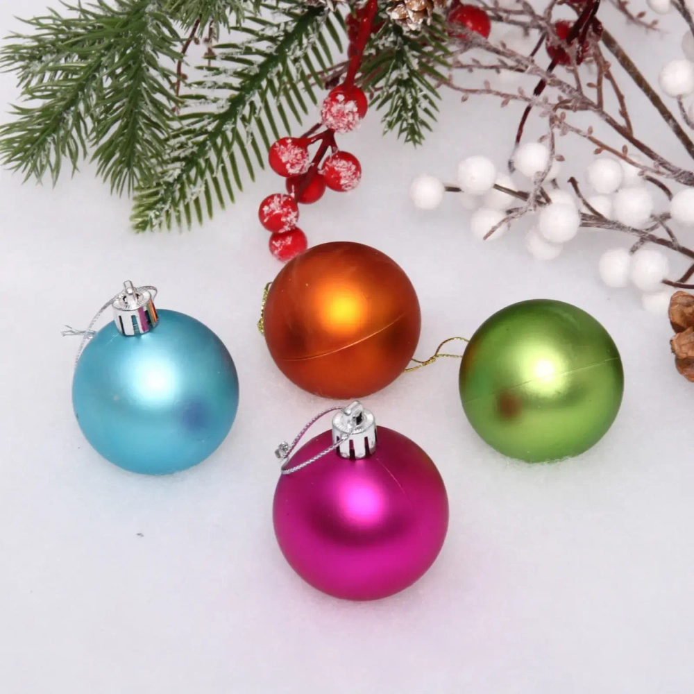 Новогодние шары 5 см (набор 4 шт) «Матовый», яркий микс