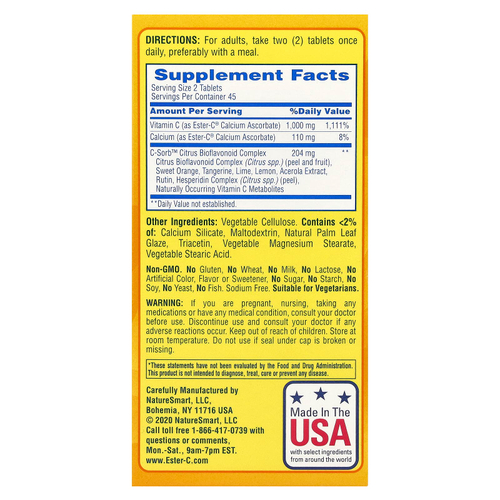 EsterC, Поддержка иммунитета на 24 часа, 90 вегетарианских таблеток