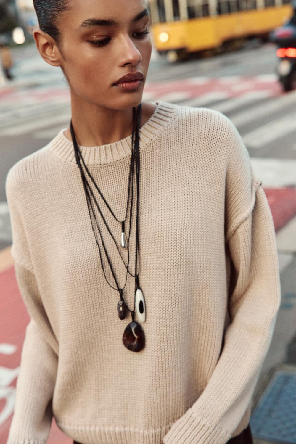 ZARA НАБОР ИЗ 4 ОЖЕРЕЛИЙ, КОРИЧНЕВЫЙ