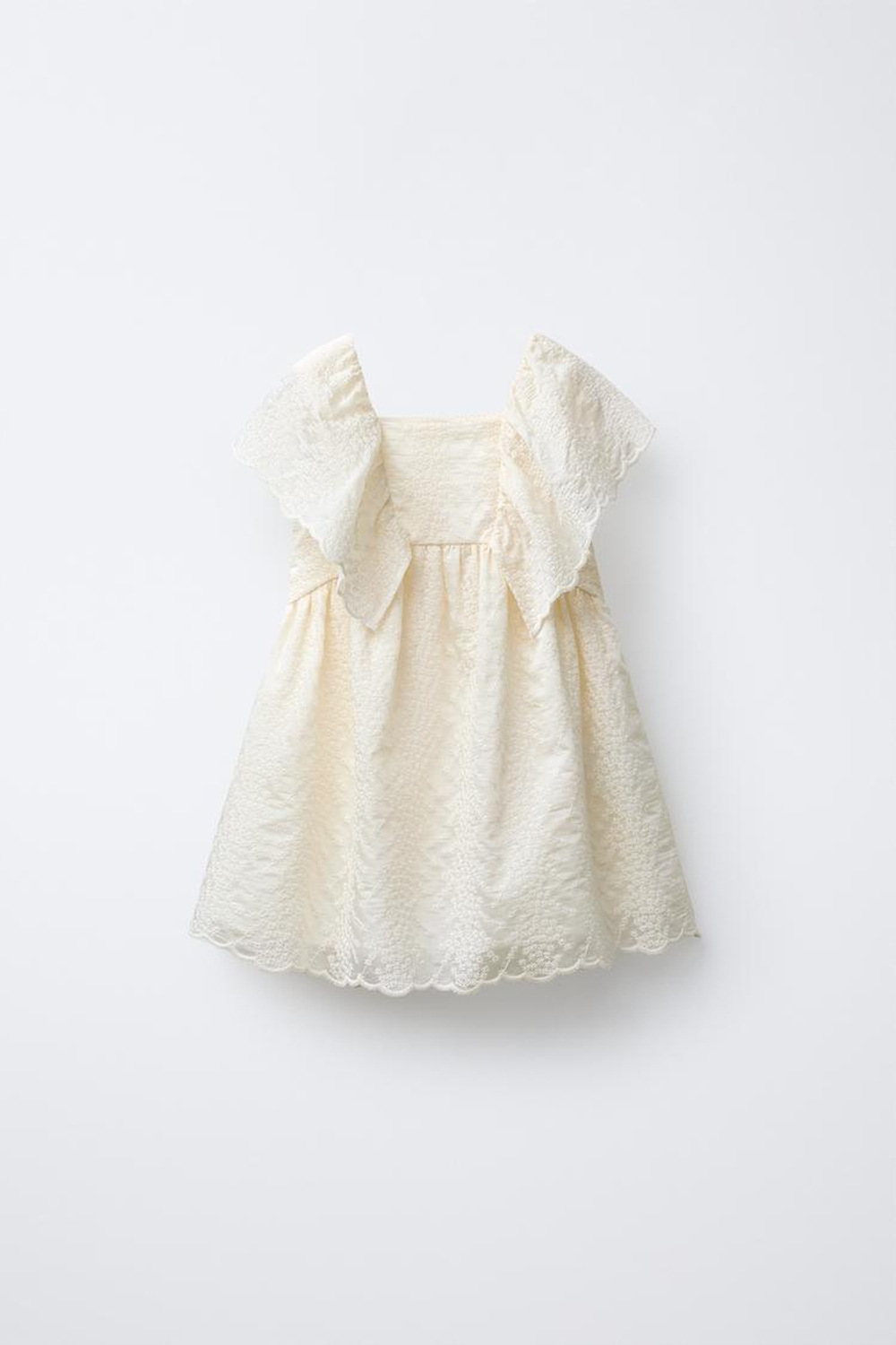 ZARA ПЛАТЬЕ С ВЫШИВКОЙ, ЭКРЮ