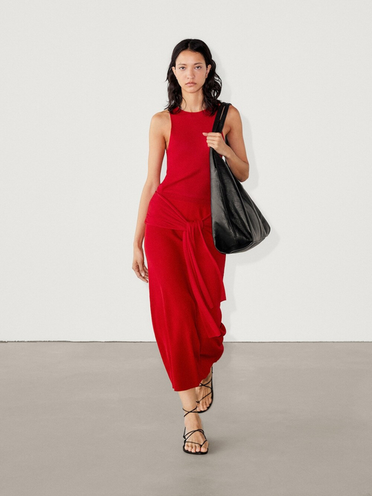Massimo Dutti Трикотажный топ без рукавов, красный