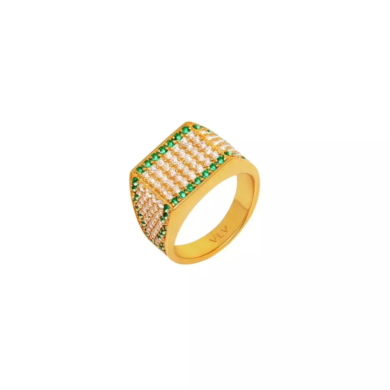 Кольцо Green Square Signet Ring - Gold