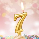 Свеча Цифра, 7, Золото, 6 см, 1 шт.