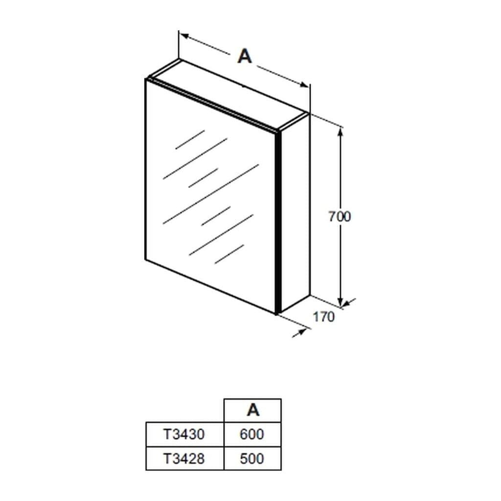 Зеркальный шкафчик 50 см Ideal Standard MIRROR&LIGHT T3428AL