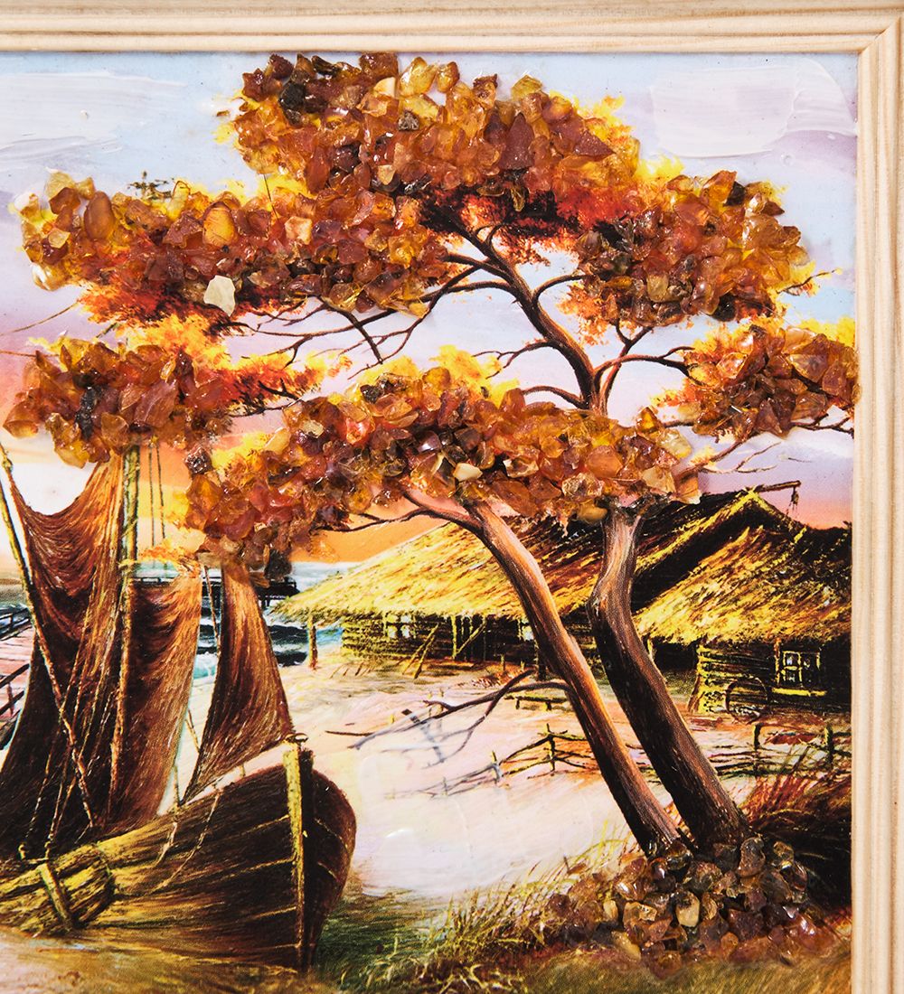 AMB-03/52 Картина «Красота природы» (с янтарной крошкой) H-32см