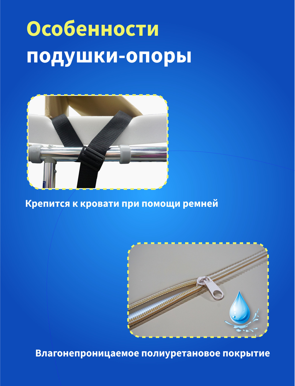 Подушка опора под ноги 40*30*30 см для лежачих больных, инвалидов и пожилых людей