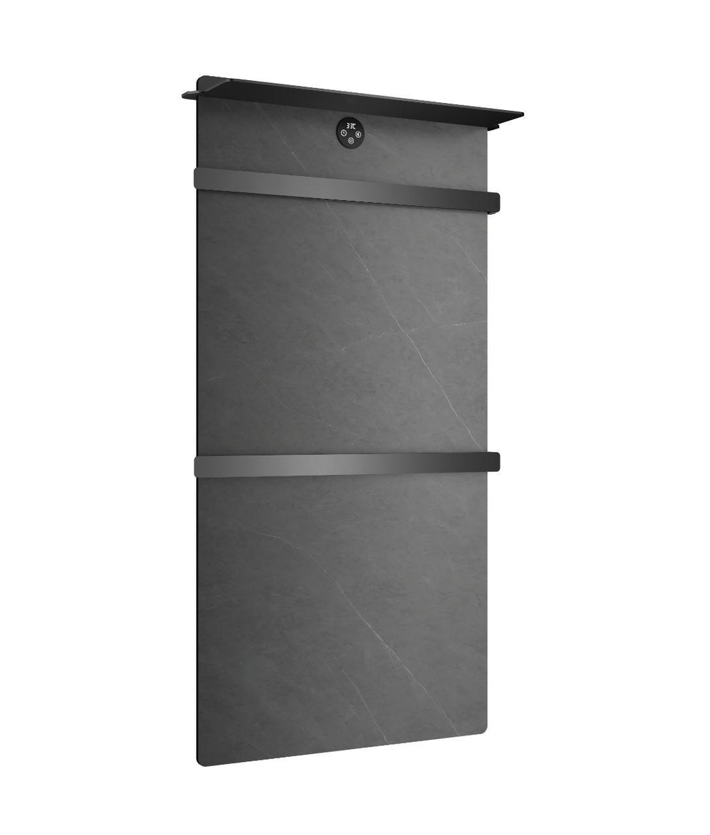 Полотенцесушитель электрический с каменной плитой Серый мрамор WONZON & WOGHAND STUTTGART, Темный графит (WW-A504G-GM)