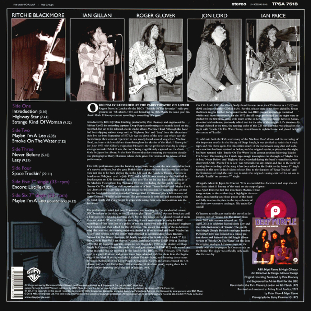 Deep Purple / In Concert '72 (2LP+7" Vinyl Single)