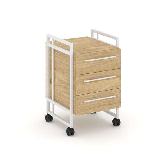 Rift Direct Тумба мобильная RF.TMR-001 Тиквуд Светлый/Металл Белый/Белый Ручки 424*500*680