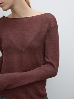 Massimo Dutti Свитер с круглым вырезом, бордо