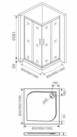 Душевой уголок Bas Infinity CR 100*100*185 без поддона