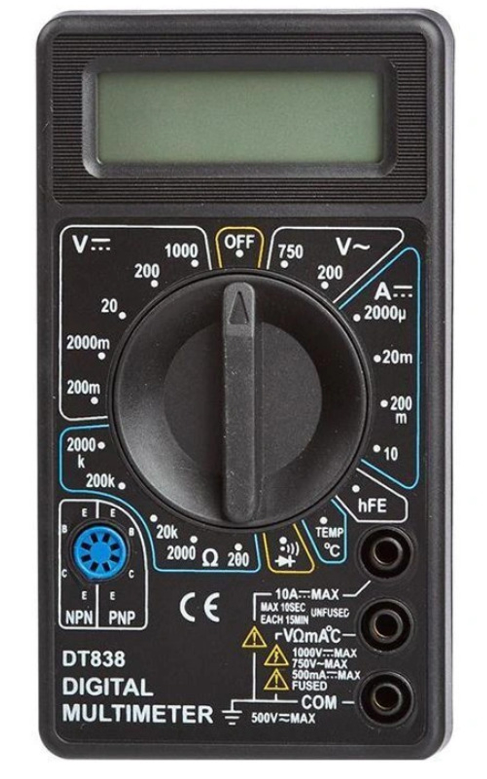 Мультиметр цифровой (тестер) DT-838, черный