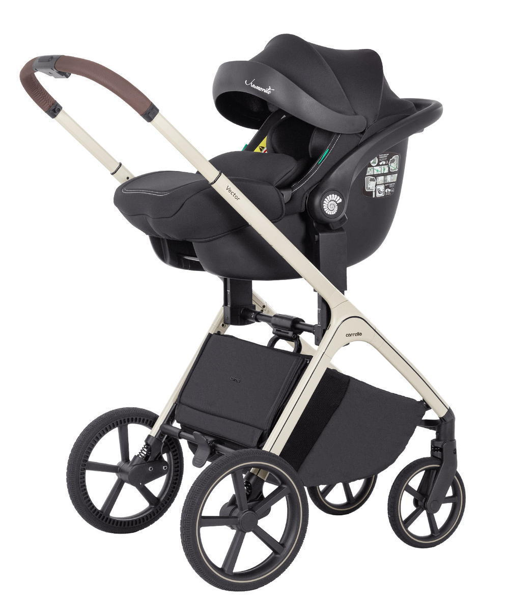 Коляска Carrello Vector CRL-6550 Ammonite AY329 Pro Absolute Black с базой Isofix 3 в 1 Coral Beige