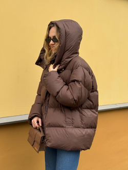 Пуховик Рокет миди шоколад