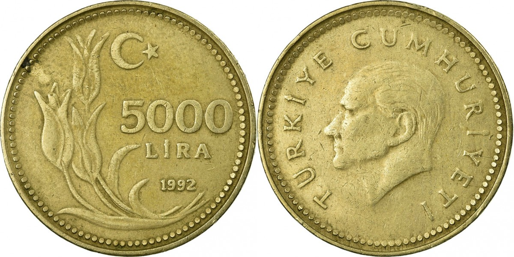 Турция 5.000 лир, 1992-1994 Мустафа Кемаль Ататюрк XF