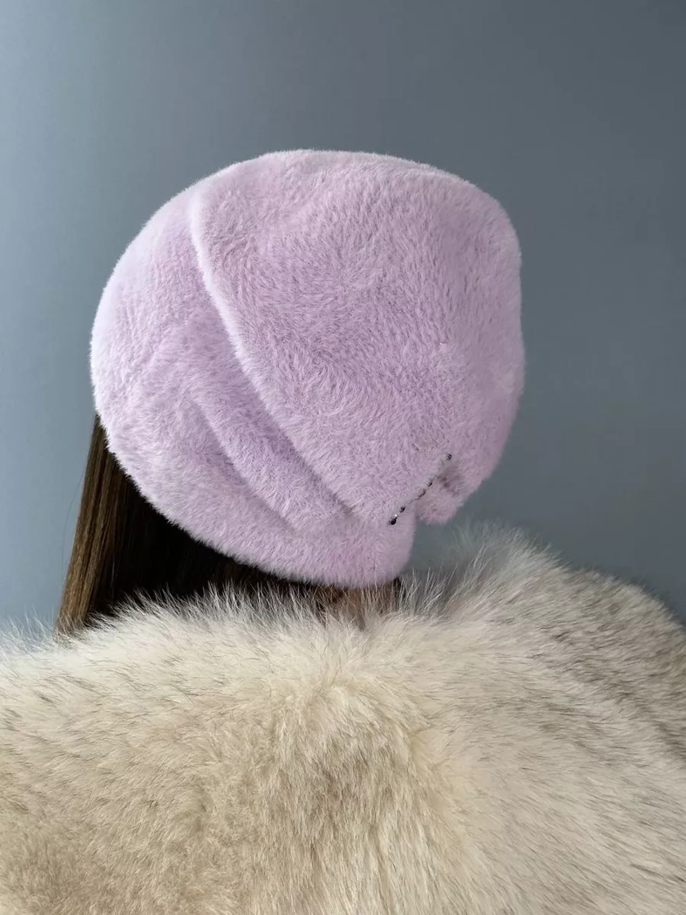 шапка зимняя пушистая из эко меха