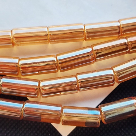 Стеклянные бусины, оранжевый, рыжий, бусины трубочки, 16×8мм