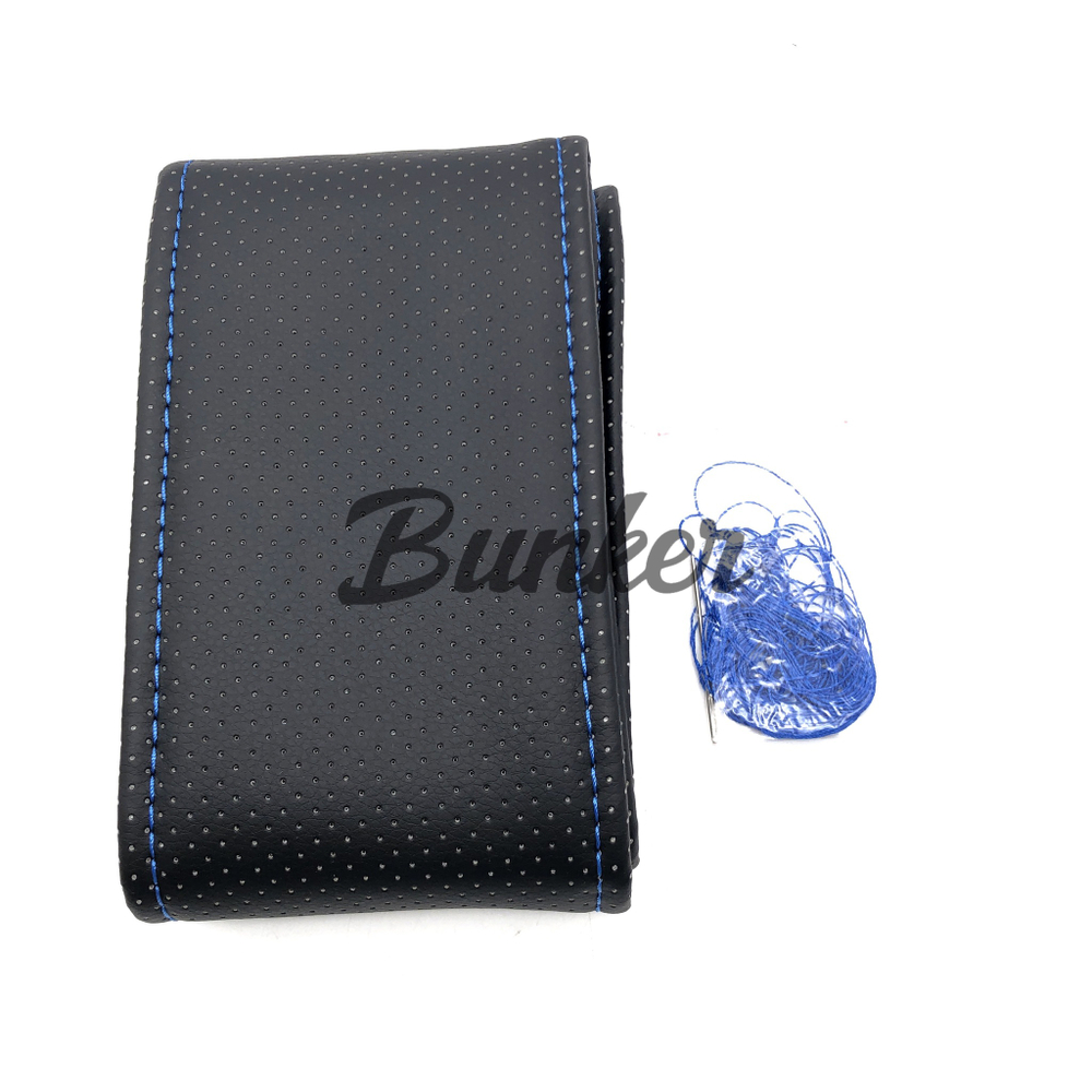 Оплетка рулевого колеса экокожа перфорация (Синяя шнуровка) VSALONE