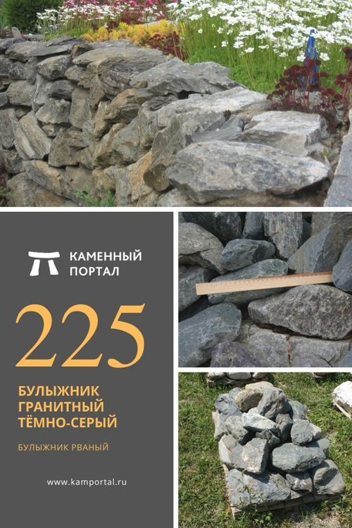 Гранитный булыжник Диабаз темно-серый /тонна