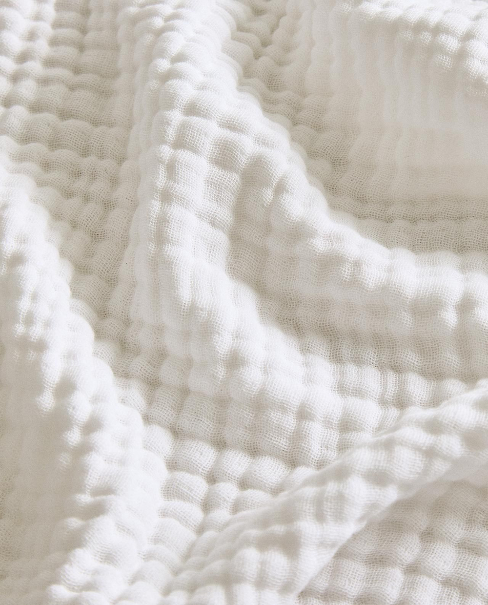 Zara Home - Хлопковое шифоновое одеяло, белый, 140x190 см