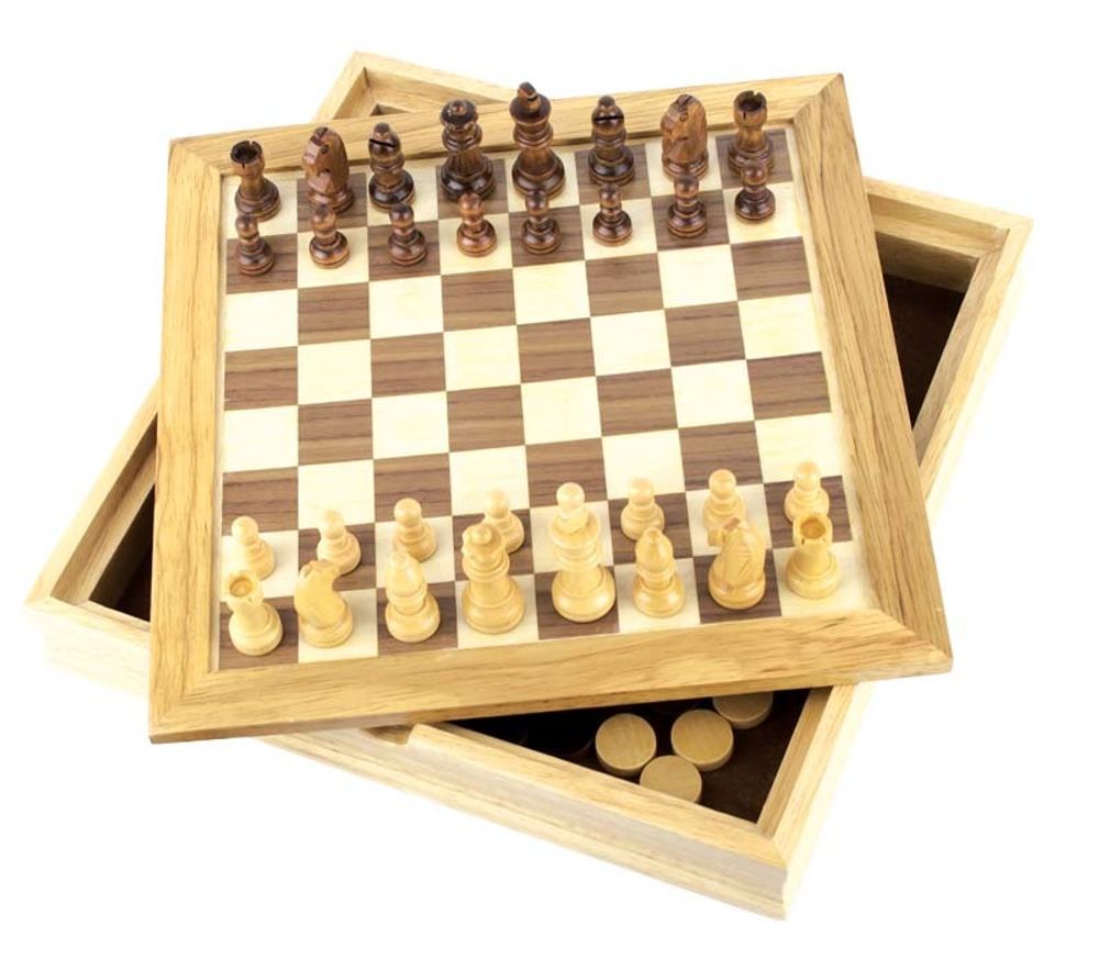 Подарочный набор игр CRAFTSMAN 2 в 1  шашки и шахматы GF005 натуральное дерево в подарочной фирменной коробке