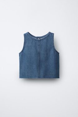 ZARA ДЖИНСОВЫЙ ТОП, СИНИЙ