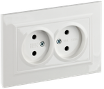 BRITE Розетка 2-местная без заземления с защитными шторками 10А в сборе РСш12-2-БрБ белый IEK