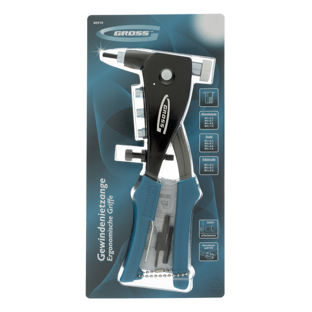 Заклепочник для резьбовых заклепок, заклепки М3, М4, М5, M6 Gross