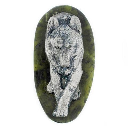 Магнит "Волк" камень змеевик 90х45 мм 60 гр. R116270