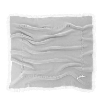 Плед из хлопка с кружевом (Серый), 100х100 см