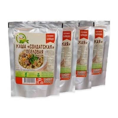 Каша "Солдатская" перловая с мясом, реторт пакет Набор 4 шт. (Фермер)
