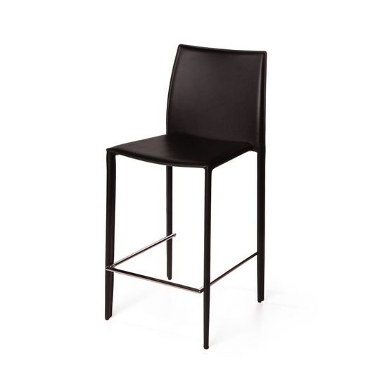 Стул полубарный Rolf, кожа черный