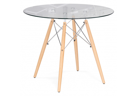 Стол стеклянный Woodville PT-151 80х80х76 clear glass, wood