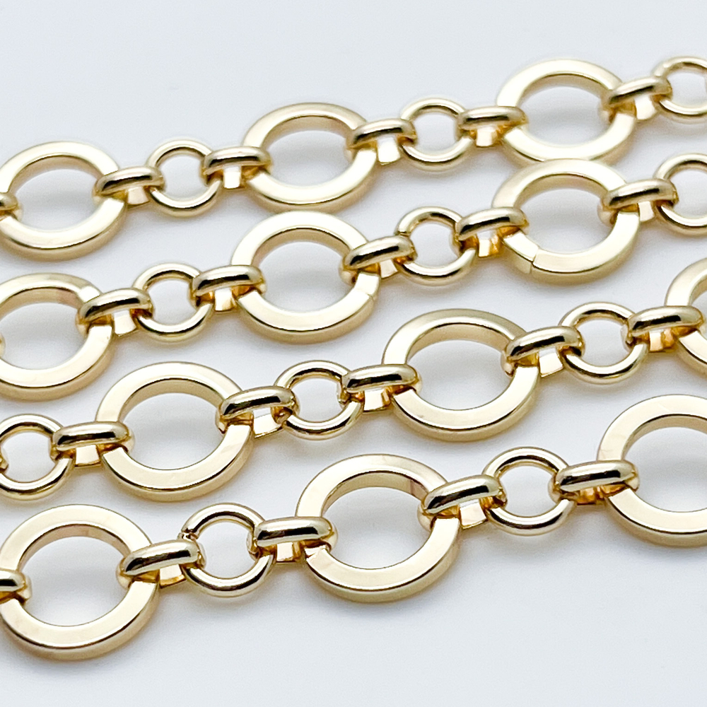 Цепочка, цвет золото, размер звеньев 12 и 7 мм, цена за отрезок 25 см