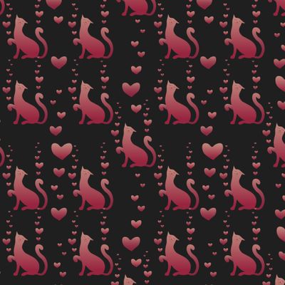 Влюбленная кошка на черном фоне