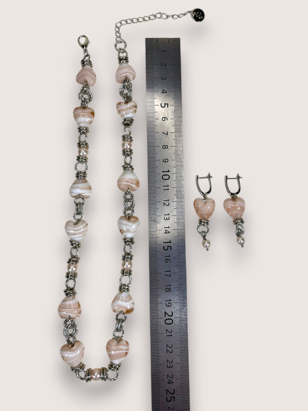 Комплект колье и серьги муранское стекло