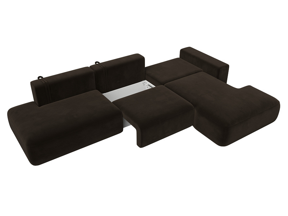 Диван угловой Лига-036 НПБ Модерн Лонг правый угол МИКРОВЕЛЬВЕТ Коричневый