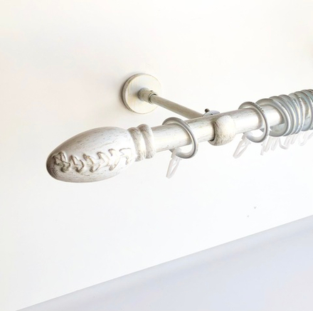 Карниз кованый для штор "Дали" d20 мм однорядный, цвет белое золото