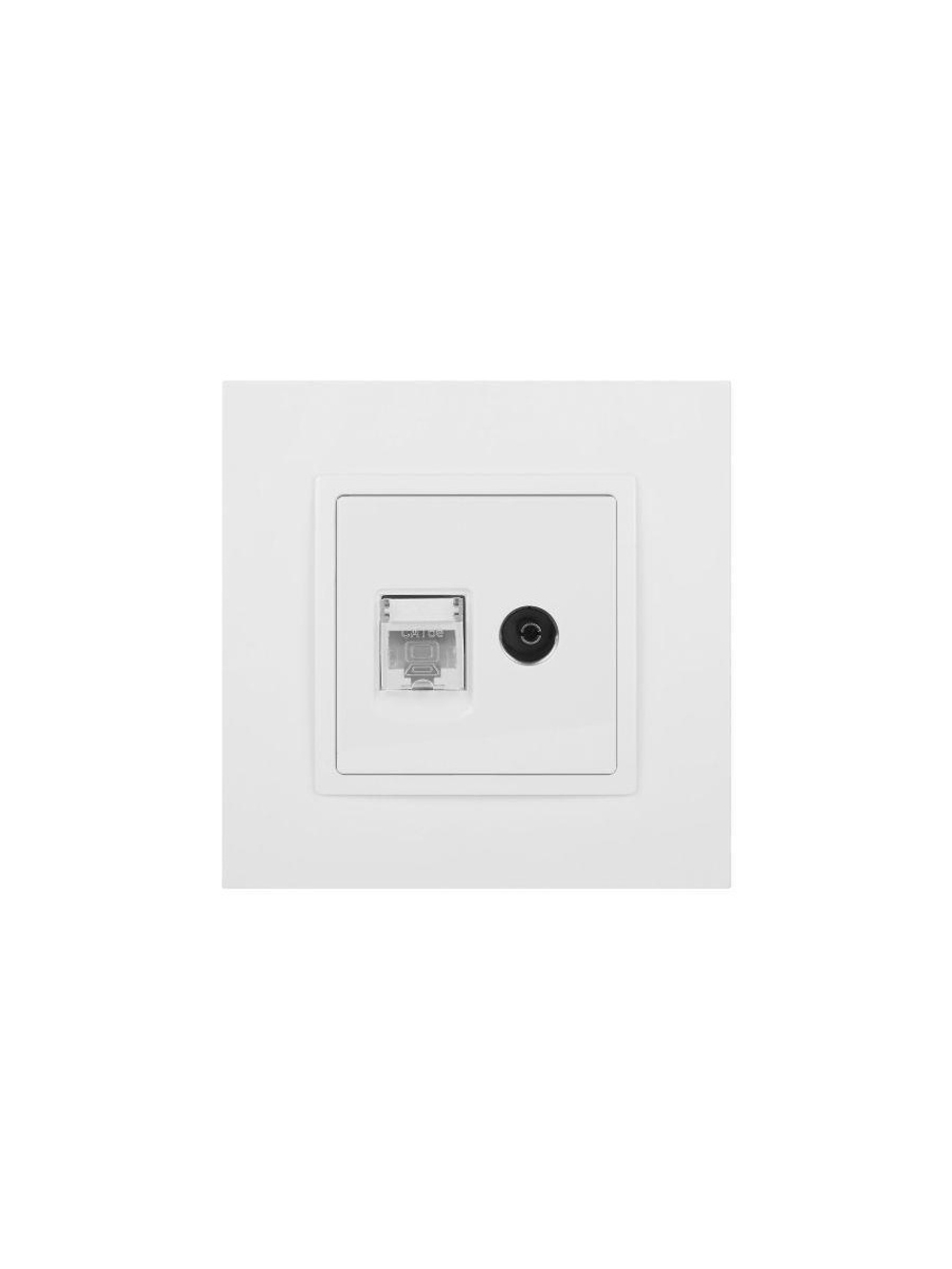 Розетка компьютерная + телевизионная Elegance 14-3110-01М RJ45+TV матов. бел. Эра Б0065767