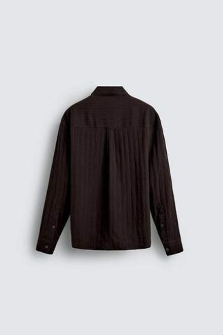 ZARA ЖАККАРДОВАЯ РУБАШКА В ПОЛОСКУ, КОРИЧНЕВЫЙ