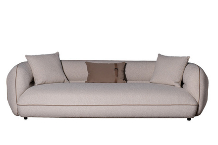 Диван Garda Decor Амели (Amelia) трехместный букле светлый 253*100*67 см с бежевым кантом