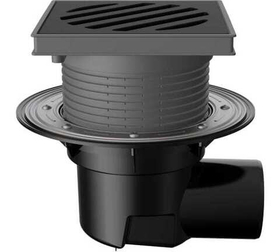 Трап регулируемый Fachmann T 615.1 PNsP 241x241 (горизонтальный выпуск, с прижимным фланцем, DN 110)