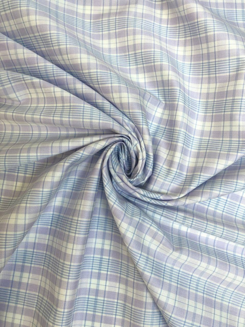 Коттон сорочка принт клетка, белый/сиреневый/голубой NB#82