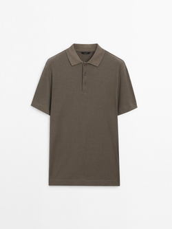 Massimo Dutti Футболка-поло с короткими рукавами, серовато-зеленый