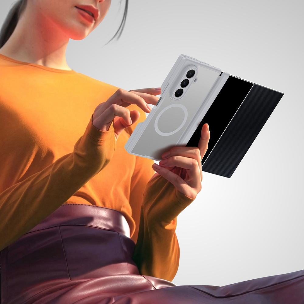 Усиленный чехол серого цвета с MagSafe для Samsung Z TriFold, серия Expn Series Magnetic от Dux Ducis