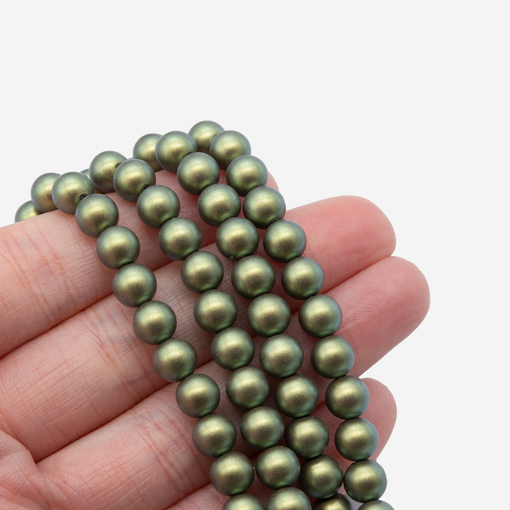 Хрустальный жемчуг, оттенок "Оазис", шар 6мм, улучшенное сатиновое покрытие